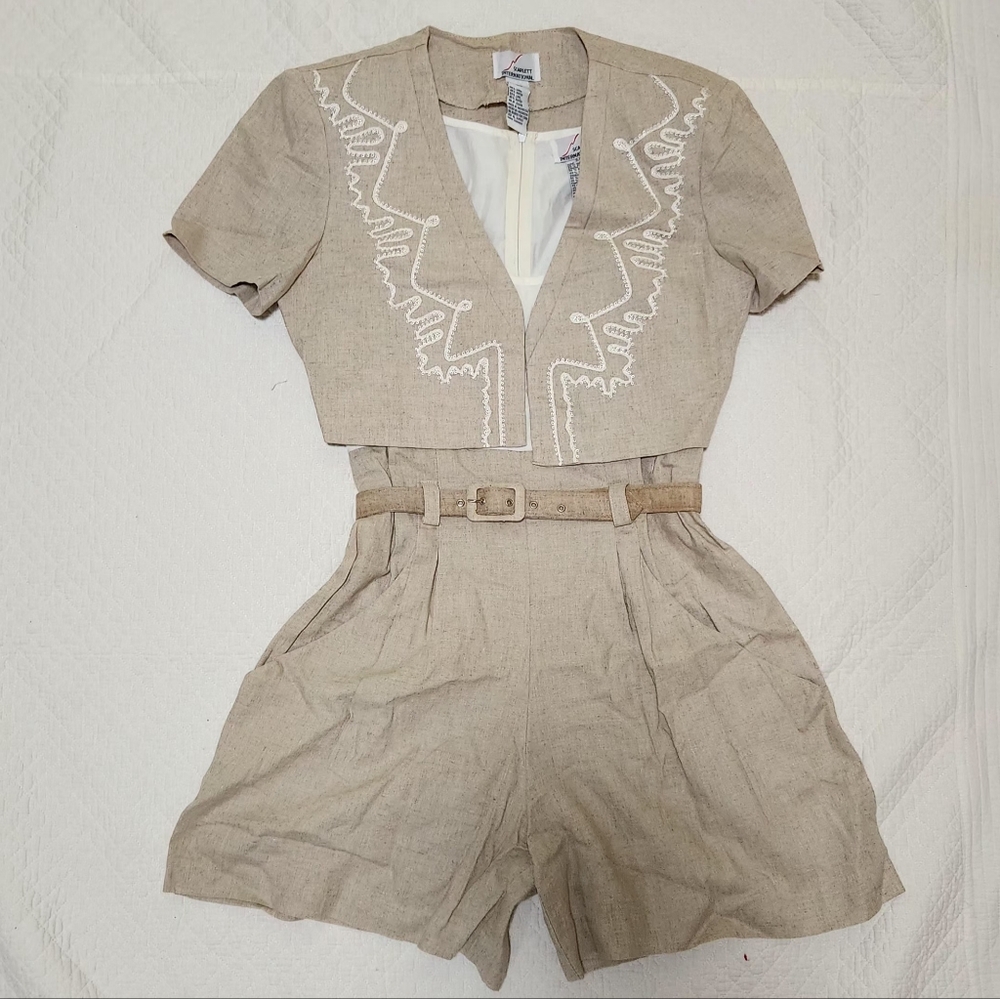 Tan Embroidered Three-Piece Set